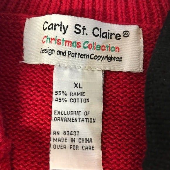 Carly St. Claire Vintage Embroidered Beaded Christmas Sweater Sz. XL - Picture 7 of 11